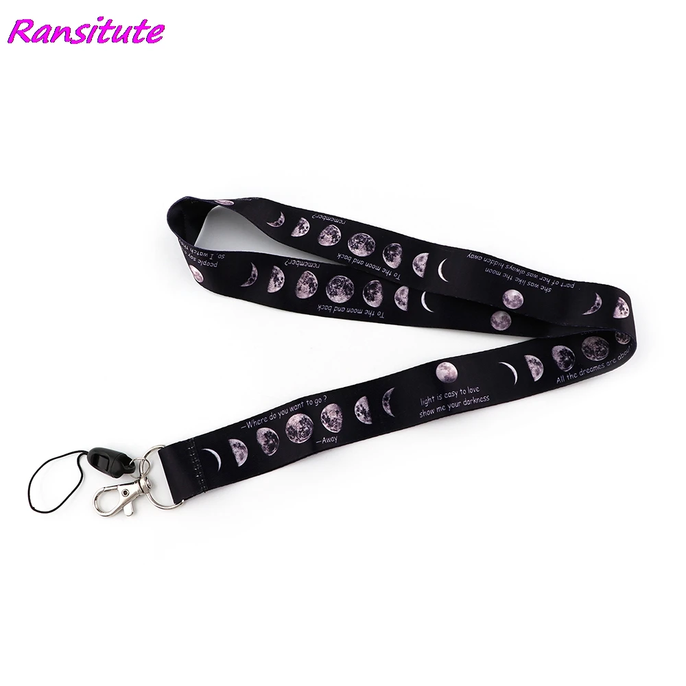 Ransitute R1855 Lunar Eclipse Lanyard Card ID Holder Car KeyChain ID Card Pass Gym Mobile Phone Badge Key Ring Holder Jewelry