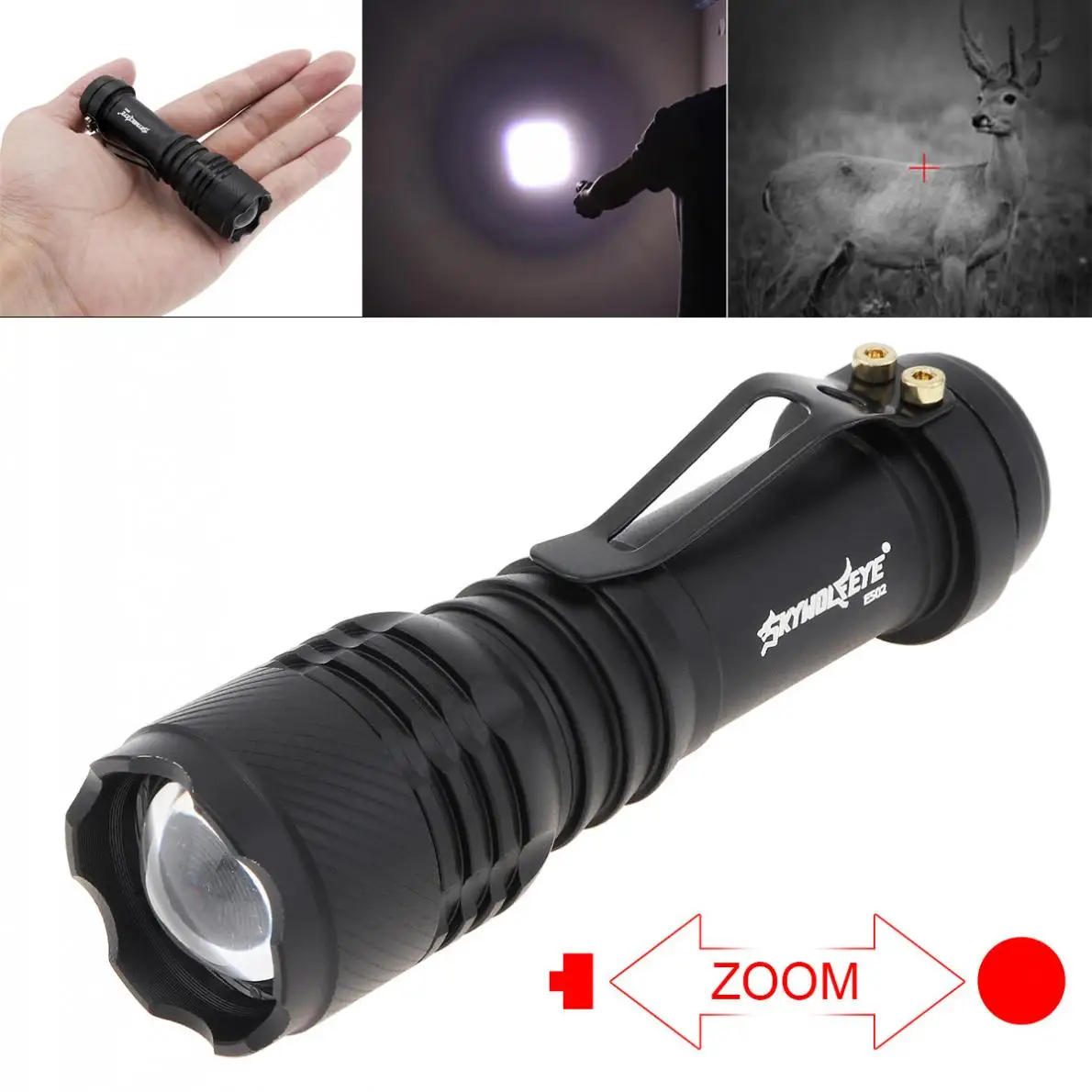 

Sky Wolf Eye Flashlight Torch 300LM XPE Zoomable Mini Hard Light LED Flashlight Torch Lamp with 3 Modes for Camping / Hiking