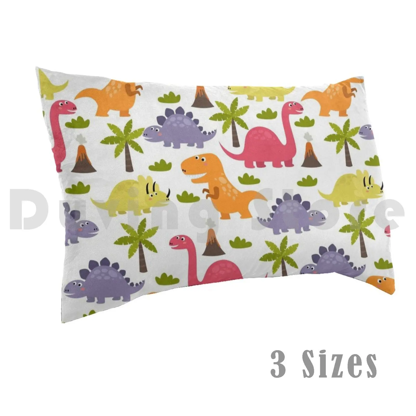 Fun Dinosaur Pattern ( White Background ) Pillow Case 20*30 Inch Dinosaur Dinosaurs Dino Dinos Tyrannosaurus