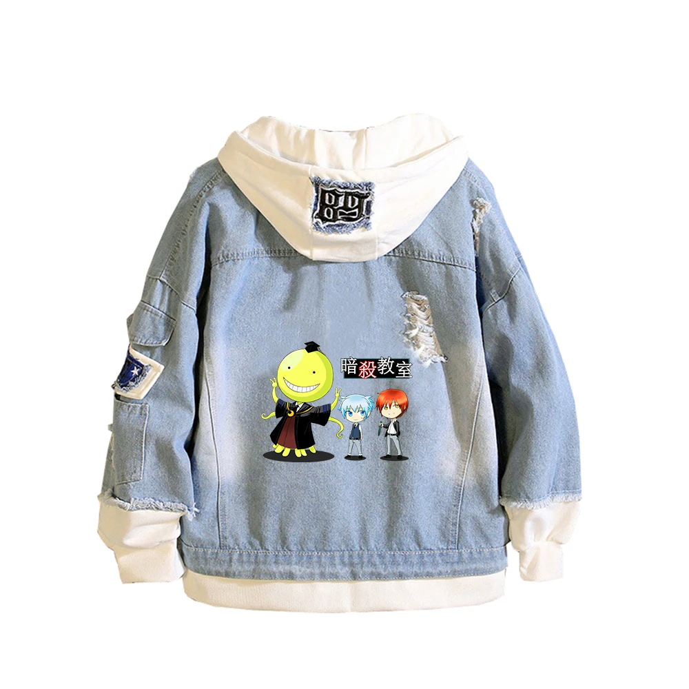 

Assassination Classroom Couple Coats Cartoon Demin Jacket Korosensei Jeans Sweatshirt Harajuku Streetwear Boys Anime Hoodies