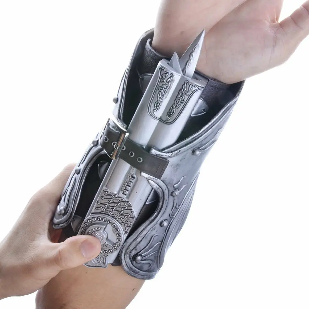 Hidden Blade Brotherhood Ezio Auditore Gauntlet Replica Sleeves Swords Can the Ejection Cosplay Christmas Gift Toys