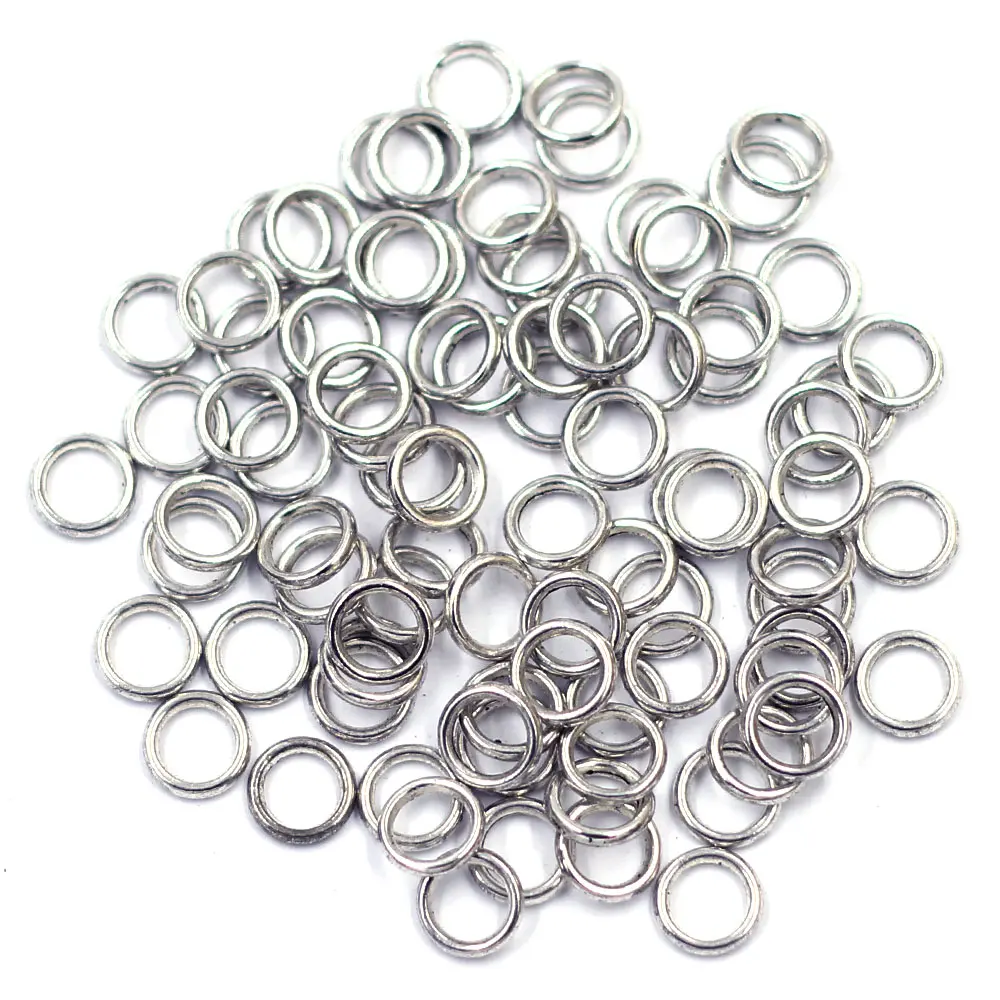 100Pcs Closed Jump Rings Soldered Round Metal Silver Tone Jewelry DIY Findings 8mm