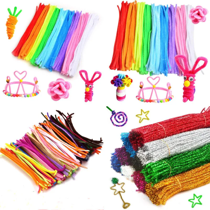 50/100ps 30 centimetri Glitter Steli di Ciniglia spedizione Tubo Cleaners Bambini Educativi Della Peluche Colorato Tubo Cleaner Giocattoli Fatti A