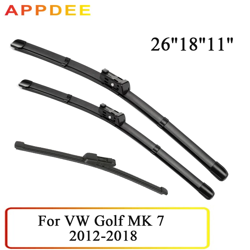 

APPDEE Wiper Front & Rear Wiper Blades Set For VW Golf MK 7 2012- 2018 2017 2016 Windshield Windscreen 26"18"11"