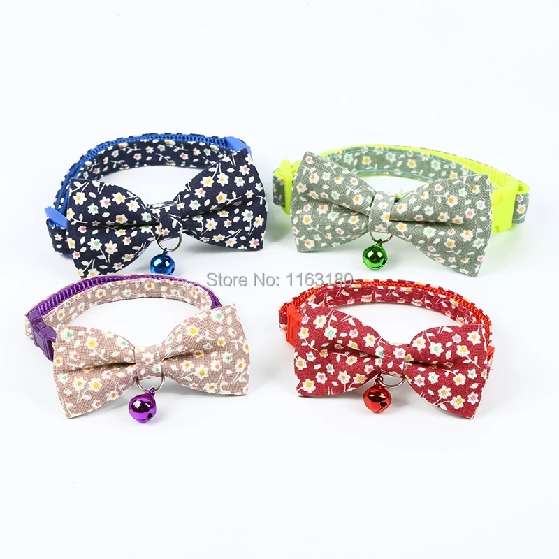 24 pcs/lot Flower Style Dog Collar Puppy Kitten Bowtie Collars  For Small Medium Dogs Cats Collar