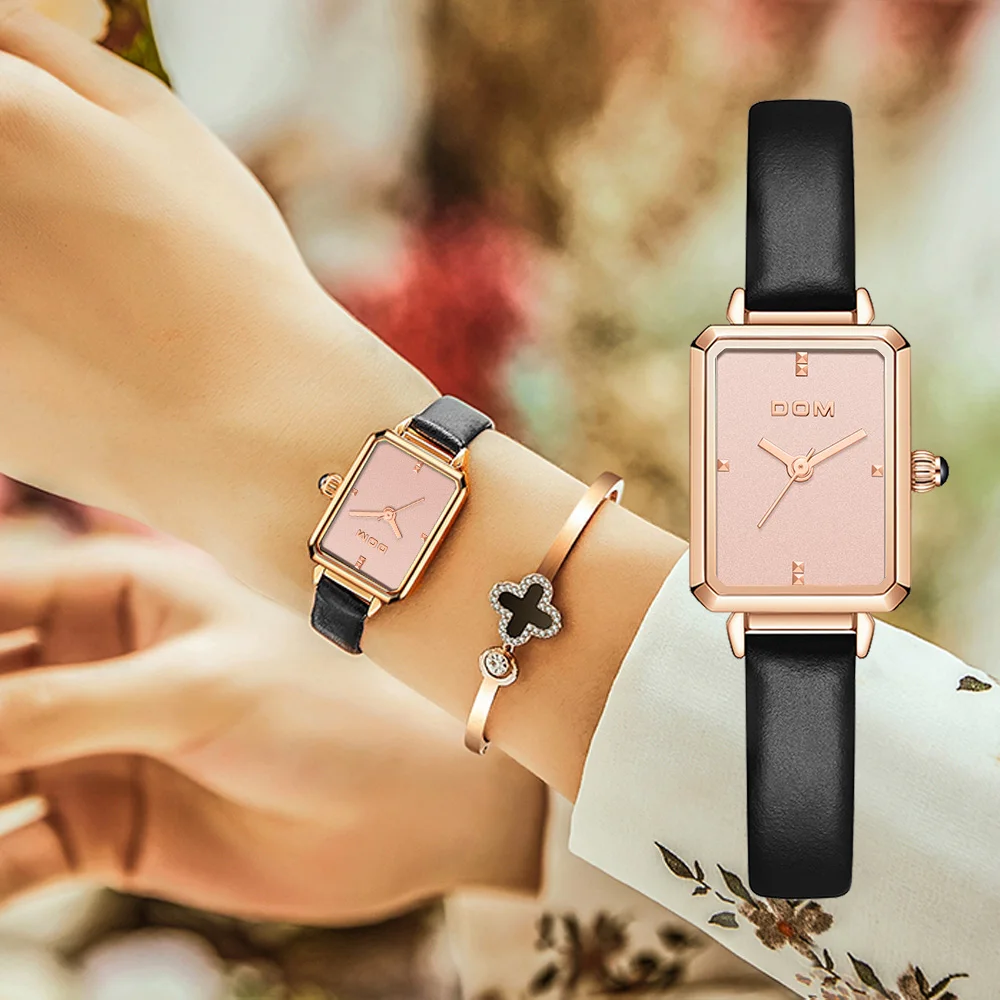 DOM Ladies Watch Luxury Trend Casual Fashion  Waterproof Swimming Leather Women's Watch G-1337