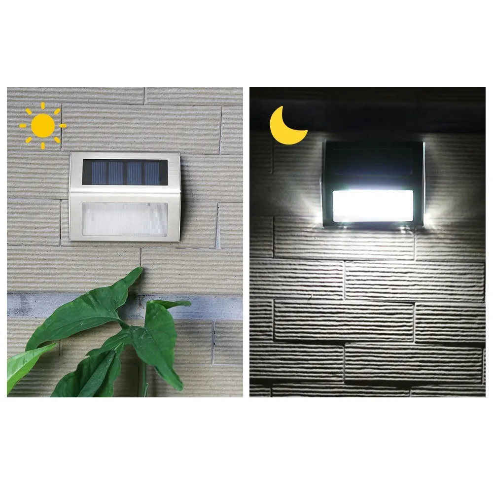 

Solar Step Lights LED Stair Lighting Stainless Steel Outdoor Waterproof Lamp for Deck Patio Garden Yard with Auto on Off