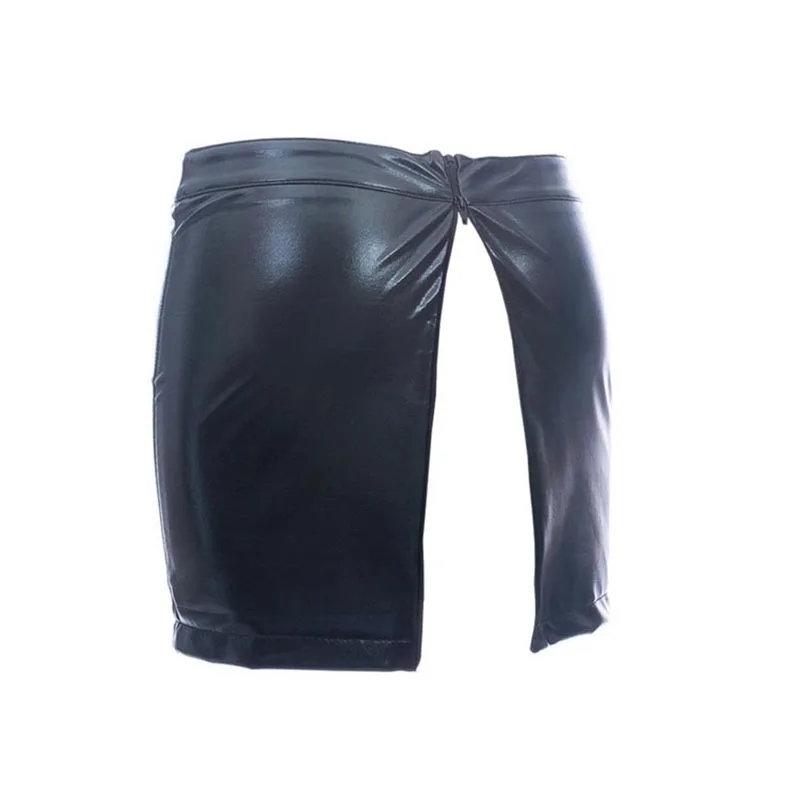 Sexy Wet Look Metallic Low Rise Full Back Zipper Hot Short Bodycon Mini Skirt Clubwear Dance Wear