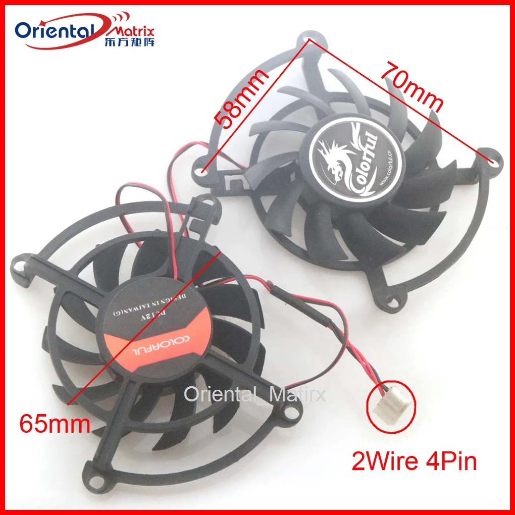 2pcs/Lot 12V 0.5A 65mm VGA Fan For iGame GTX1050Ti GAMING 4G Graphics Card Cooling Fan 4Wire 4Pin