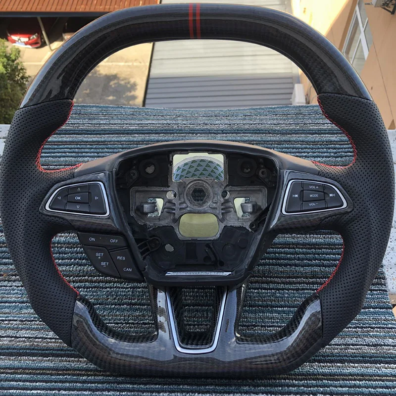 Flat Private Custom Carbon Fiber Steering Wheel Racing Steering Wheel  For Ford Focus 2014-2018