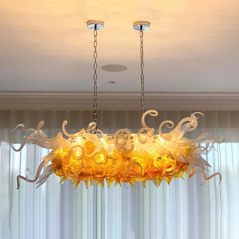 Modern Design Murano Glass Rectangular Chandeliers for Dining Room Kitchen Room