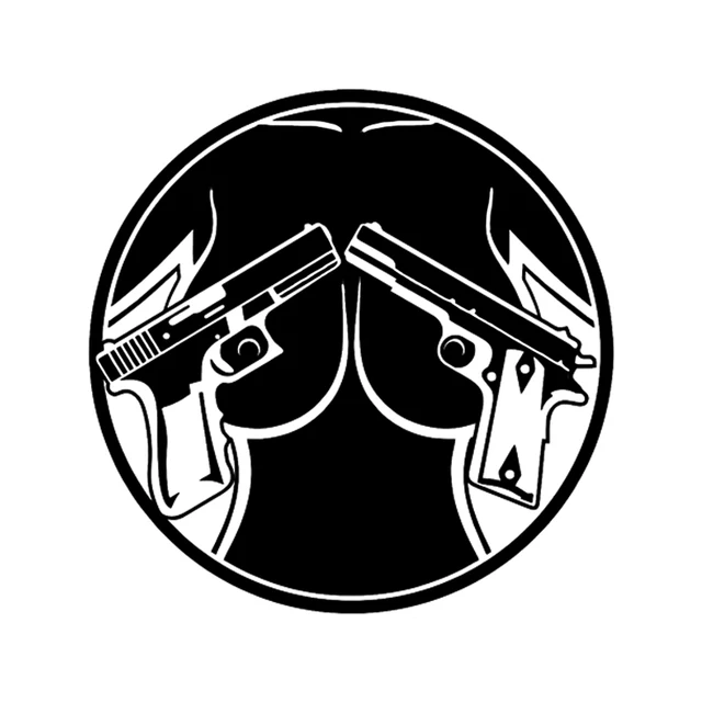 

14.9*14.9CM Coolest Gun And Beauty Female Car Sticker Vinyl Decoration High Quality Accessories Decals