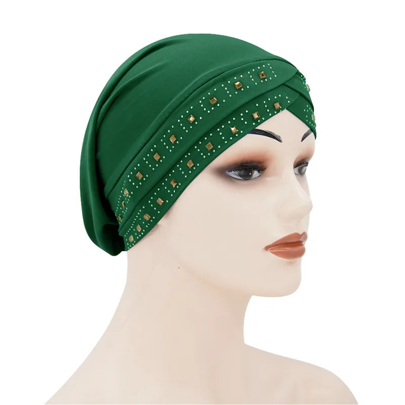 Berretti Hijab cappello turbante musulmano cappellino islamico Underscarf tinta unita Hijab stile pastorale etnico Hijab musulmano avvolgere la testa per le donne