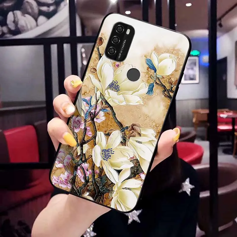 For Blackview A70 Case Phone Cover Soft Silicone TPU Back Cases for Blackview A90 A100 3D Emboss Flower Cases for Blackview A55