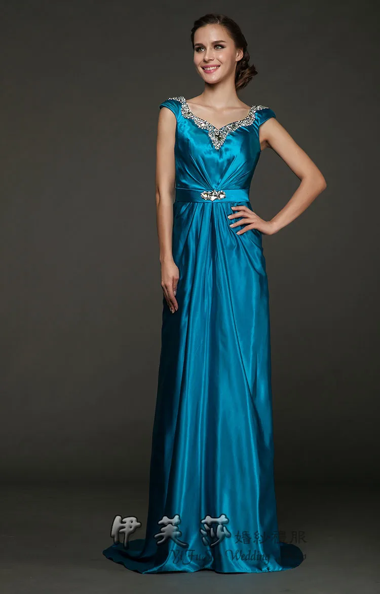 

maxi 2018 luxury robe de soiree fashion sexy V-neck women's vestido de noiva formal Blue long backless beaded bridesmaid dresses