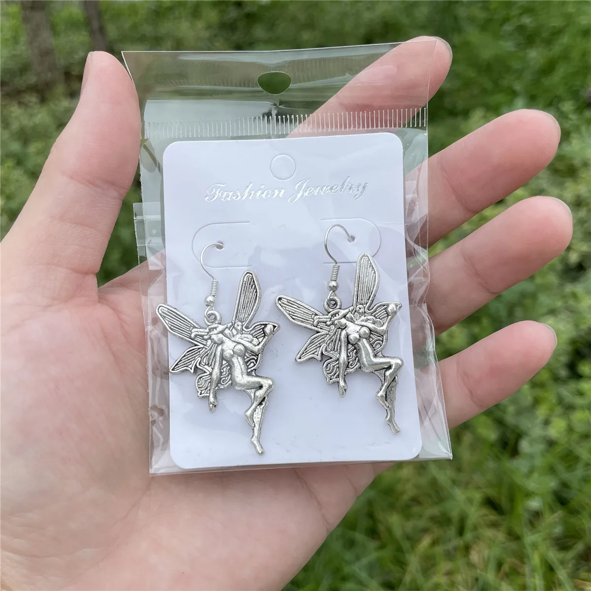 Vintage Angel Fairy Pendant Drop Earrings For Women Ancient Silver Color Pure Wings Dangle Earring Party Fashion Jewelry A973