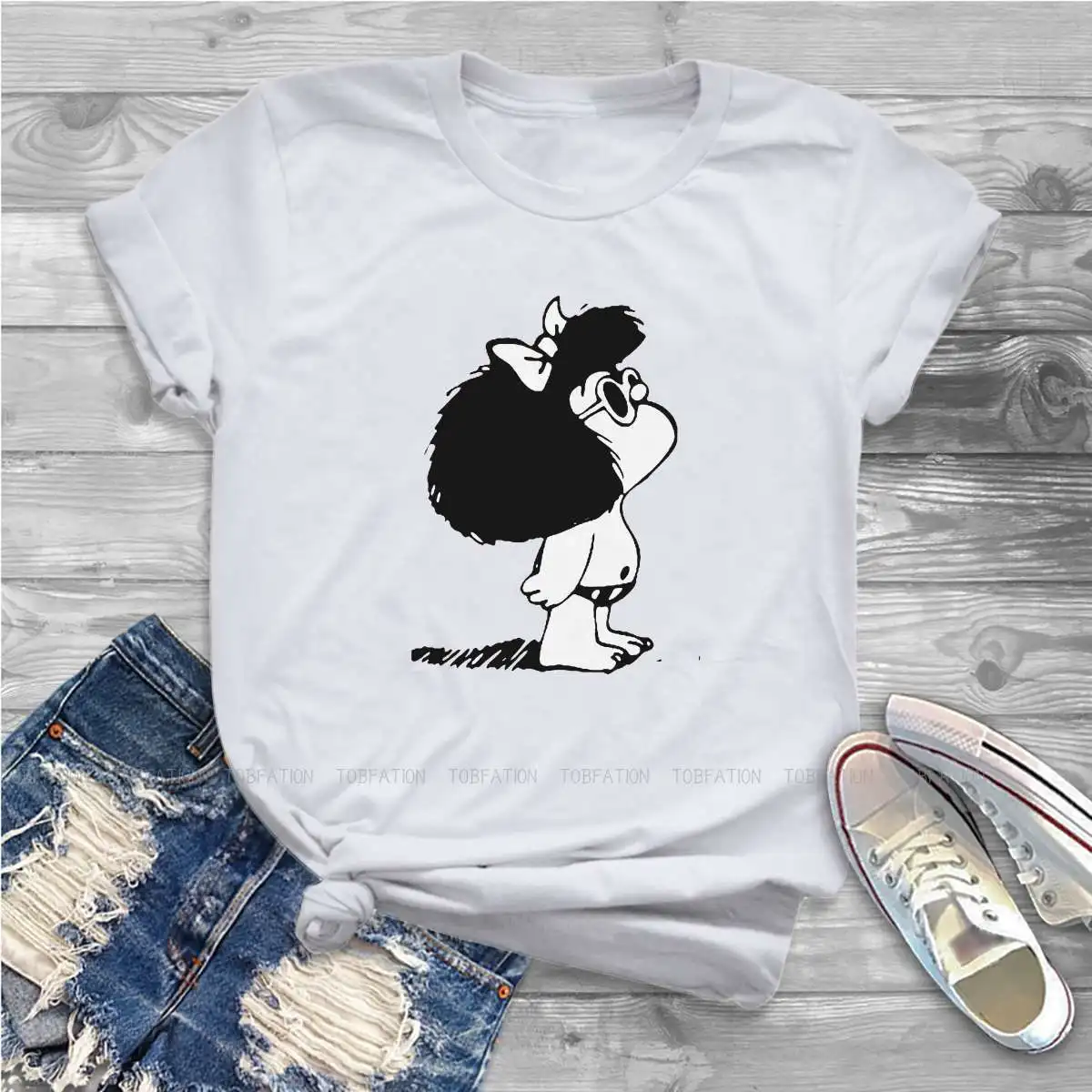 Is a Sun Essential Female Shirts Mafalda Quino Comics Manga Girl Oversized Vintage Women Top Harajuku Casual Feminine Blusas