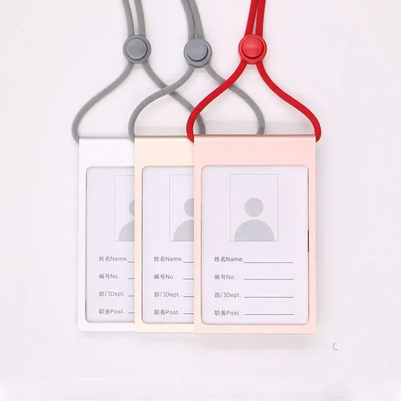 Portatarjetas Vertical de aluminio de calidad, Protector de Metal con cordón