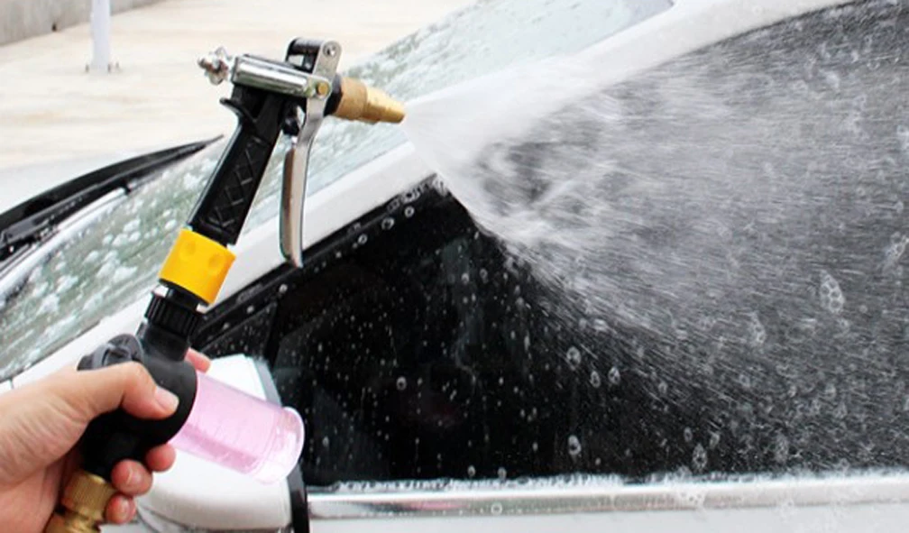 Pistola de agua multifuncional para lavado de coche, rociador de botella de espuma de nieve, boquilla de manguera de lavado de coche, chorro de