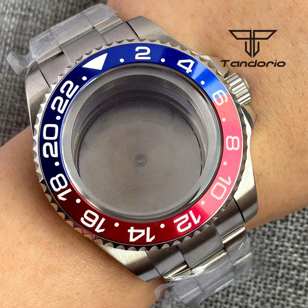 

43mm Watch Case Fit for NH35 NH36 ETA2824 PT5000 Miyota82 DG2813 Steel Bracelet Rotating Bezel Mineral Glass Solid Caseback