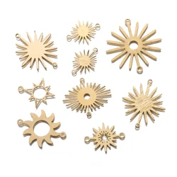 1 paquete de dijes de latón crudo, conector de flor del sol, colgante para pendientes DIY, collar, suministros de fabricación de joyas