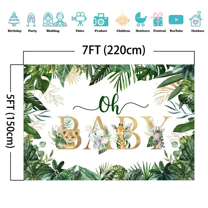 Животные джунгли сафари о ребенок фон новорожденный 1-й день рождения торт стол Декор реквизит детский душ фон фотостудия