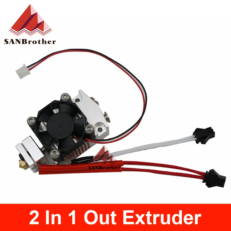 Cyclops and Chimera Extruder 2 In 1 Out 2 colors Hotend with Titan / Bulldog Extruder for 3D Printer I3 12V/24V.