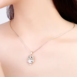 Gold Silver Color Chokers Necklaces For Women Accessories Fashion Jewelry Small Cute Owl Rhinestone Pendant Necklace Gift 2020