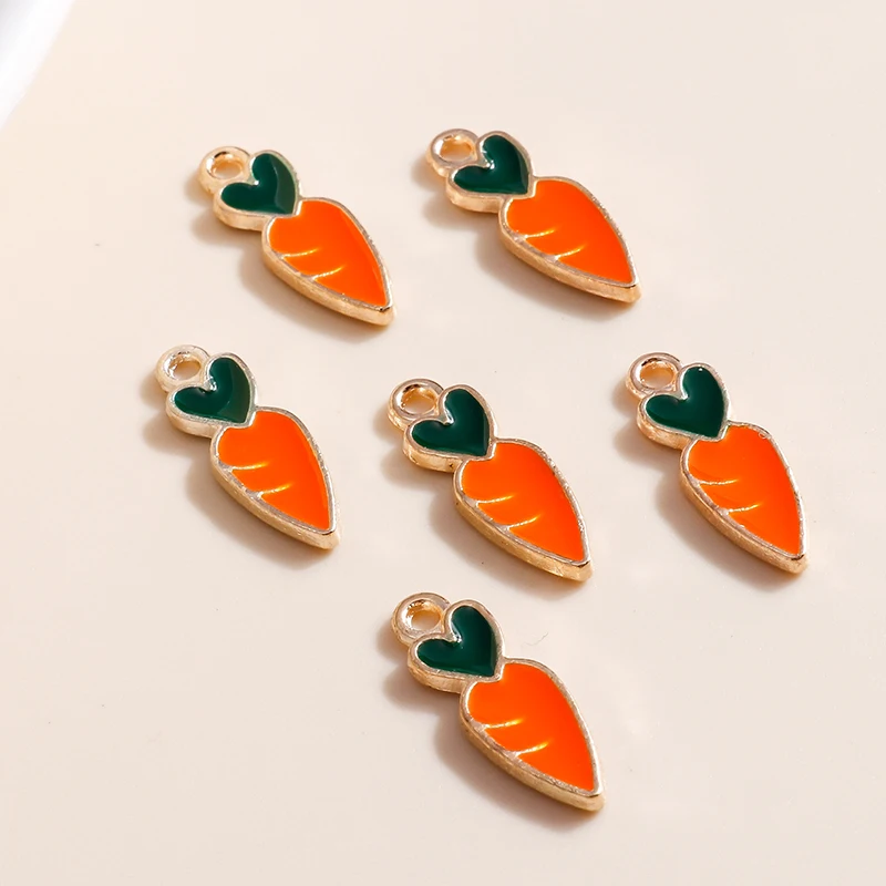 10pcs/lot 5*16mm Mini Carrot Charms for Earrings Pendants Necklaces Making Cartoon Enamel Heart Charms DIY Jewelry Accessories