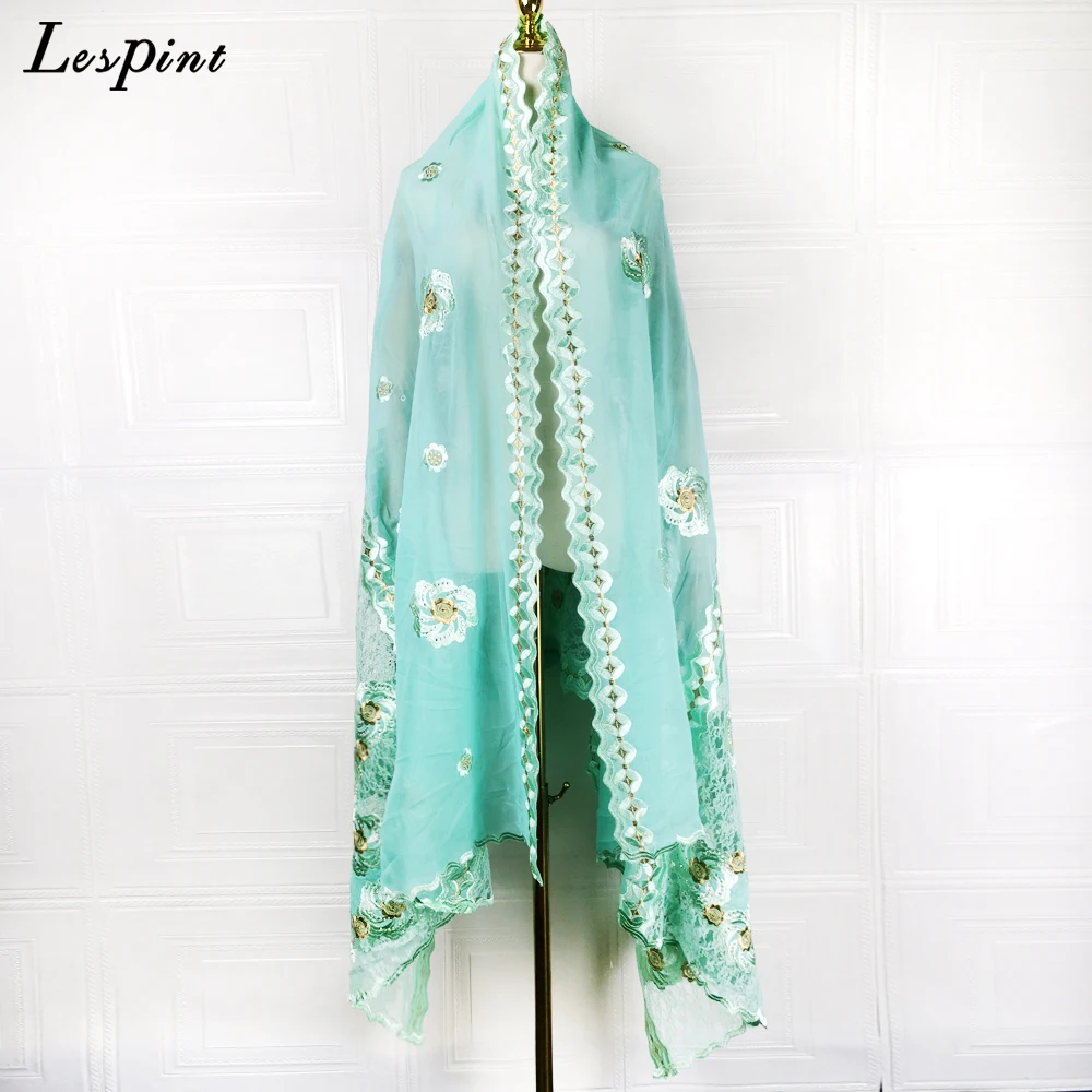 2021 Fashion Embroidery Cotton Scarf For Muslim Women Dubai Turkey India Diamonds African Hijab 210x110cm Large Shawls Les-006