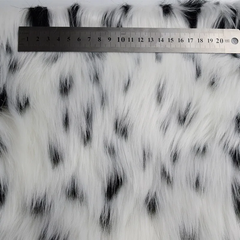 Long Pile Faux Fur Fabric Luxury Leopard Jacquard Two-colors Clothing Shoe Material Toy DIY Shaggy DIY Furry Fabric 1 Yard