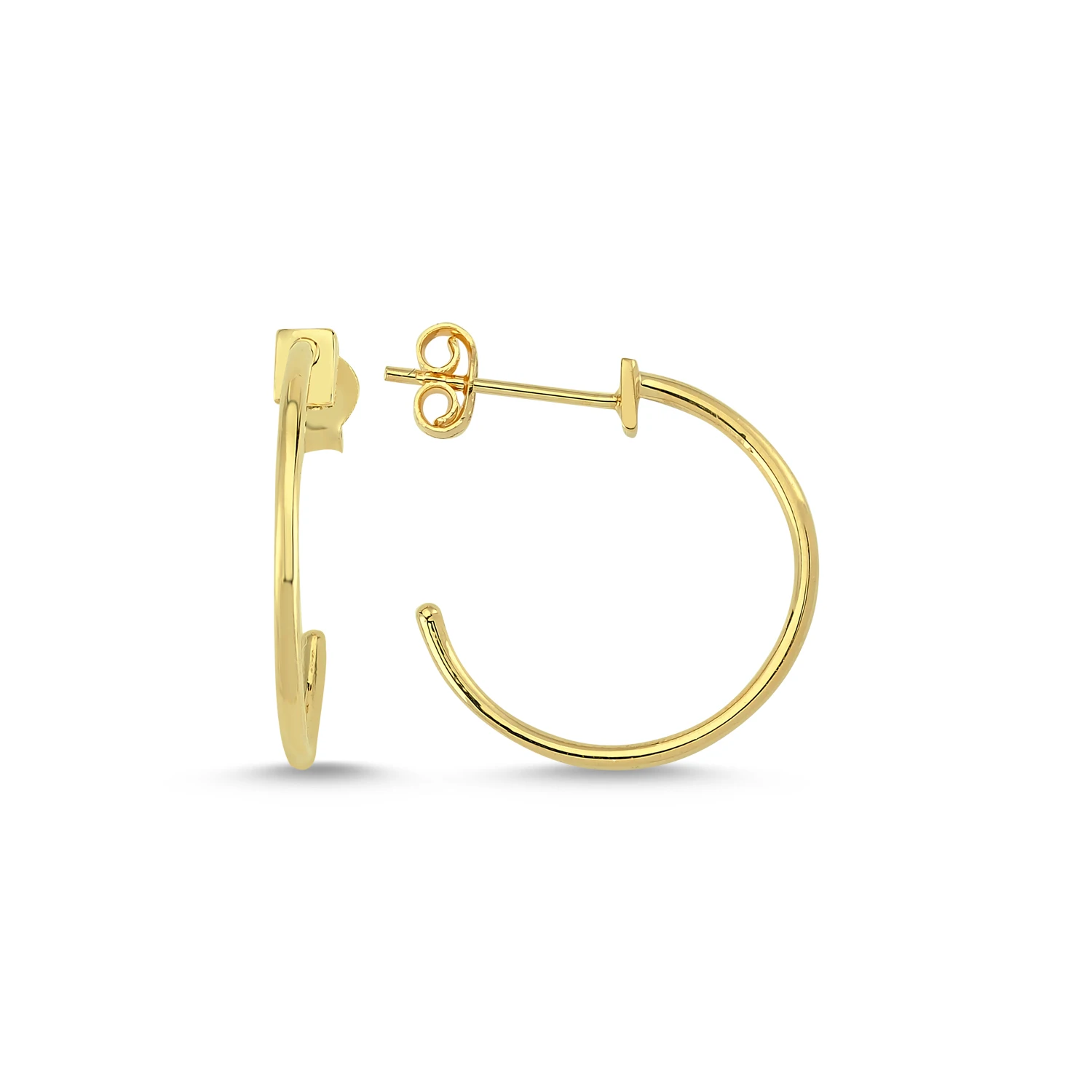 14K Real Gold Hoop Earrings, 2 cm diameter Hoop Earrings