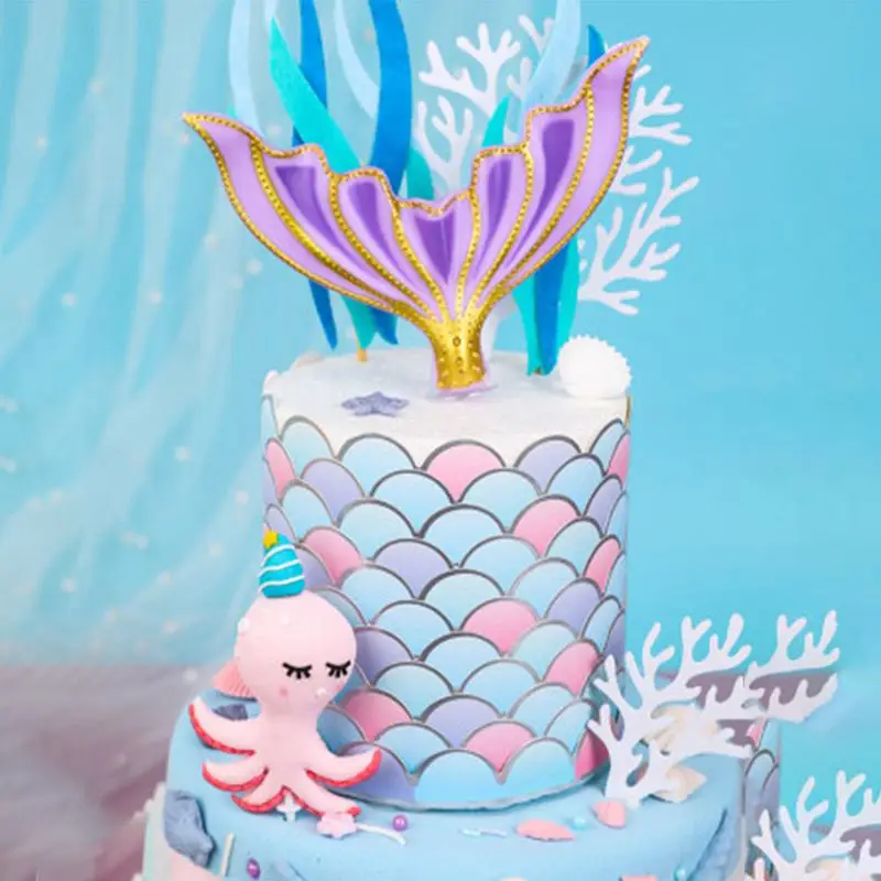 Fish Animal Cake Topper Decor Birthday Cake Under The Sea Party Mermaid Party 1st First Birthday Party Decor Kids Baby Shower