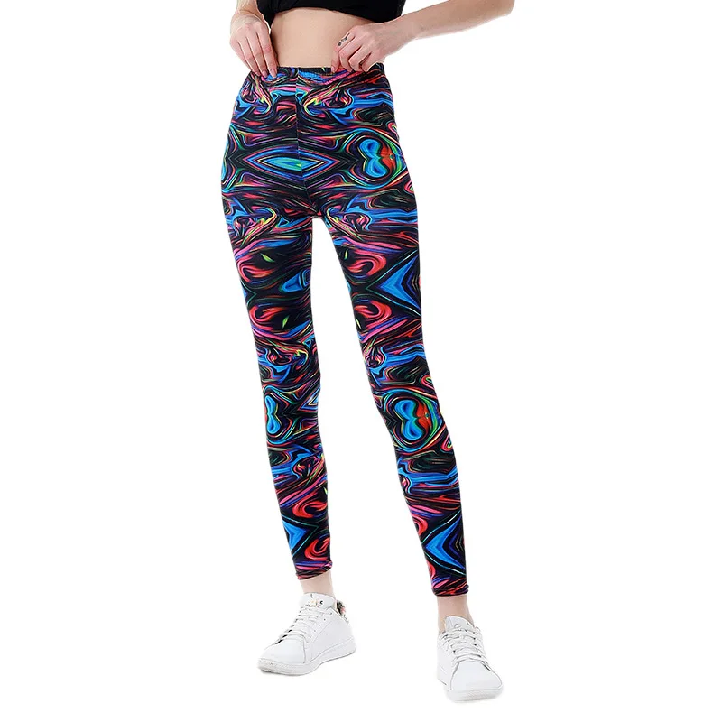 Fashionable 3D Digital Printed Colorful Cartoon Pattern Women's Leggings High Waist Stretch Street Style Hip Lift Sweatpants