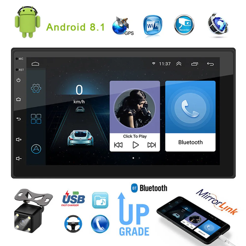 

7 Inch Car Monitor bluetooth MP5 Player 1024x600 Pixel Car Audio Player Android 8.1 Wireless Connection Support Reversing Image