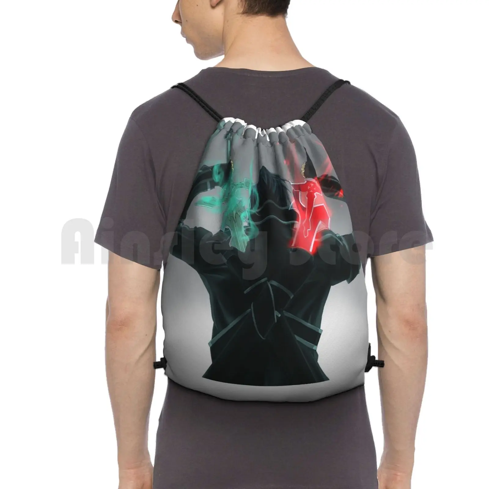 Kirito Sword Art Online mochila bolsas con cordón bolsa de gimnasio impermeable Kirito Sao Sword Art Online Anime Asuna Manga Sword