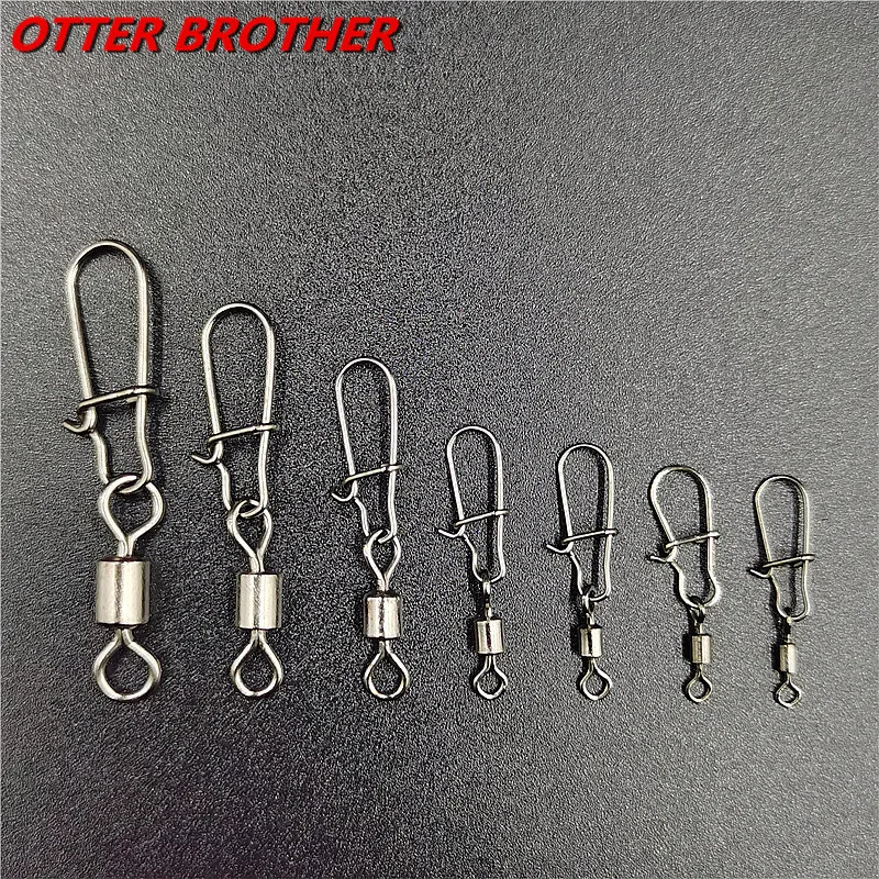 50Pcs/lot 1#-14# Carp Fishing Accessories Connector Pin Bearing Rolling Swivel Stainless Steel Snap Fishhook Lure Swivels Tackle