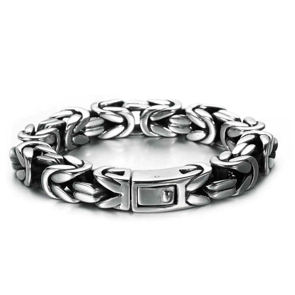10/12mm Stainless Steel Byzantine Bracelets Link Chain For MEN Jewelry Retro Totem Jewelry Gift