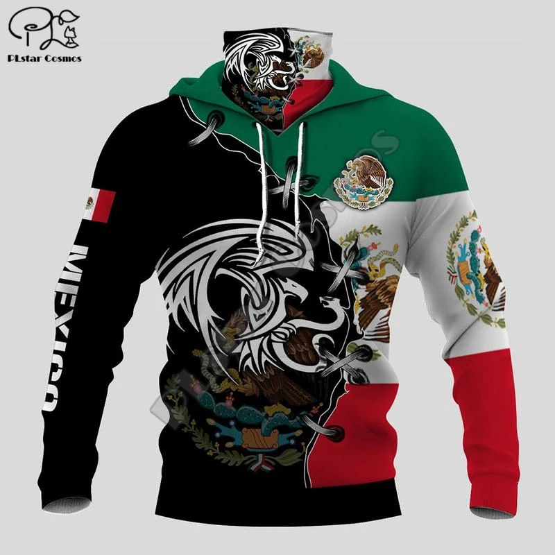 PLstar Cosmos Mexico Symbol Flag 3D Printed New Fashion Men's Mask Hoodies Winter Casual Windproof Clothing  Style-3