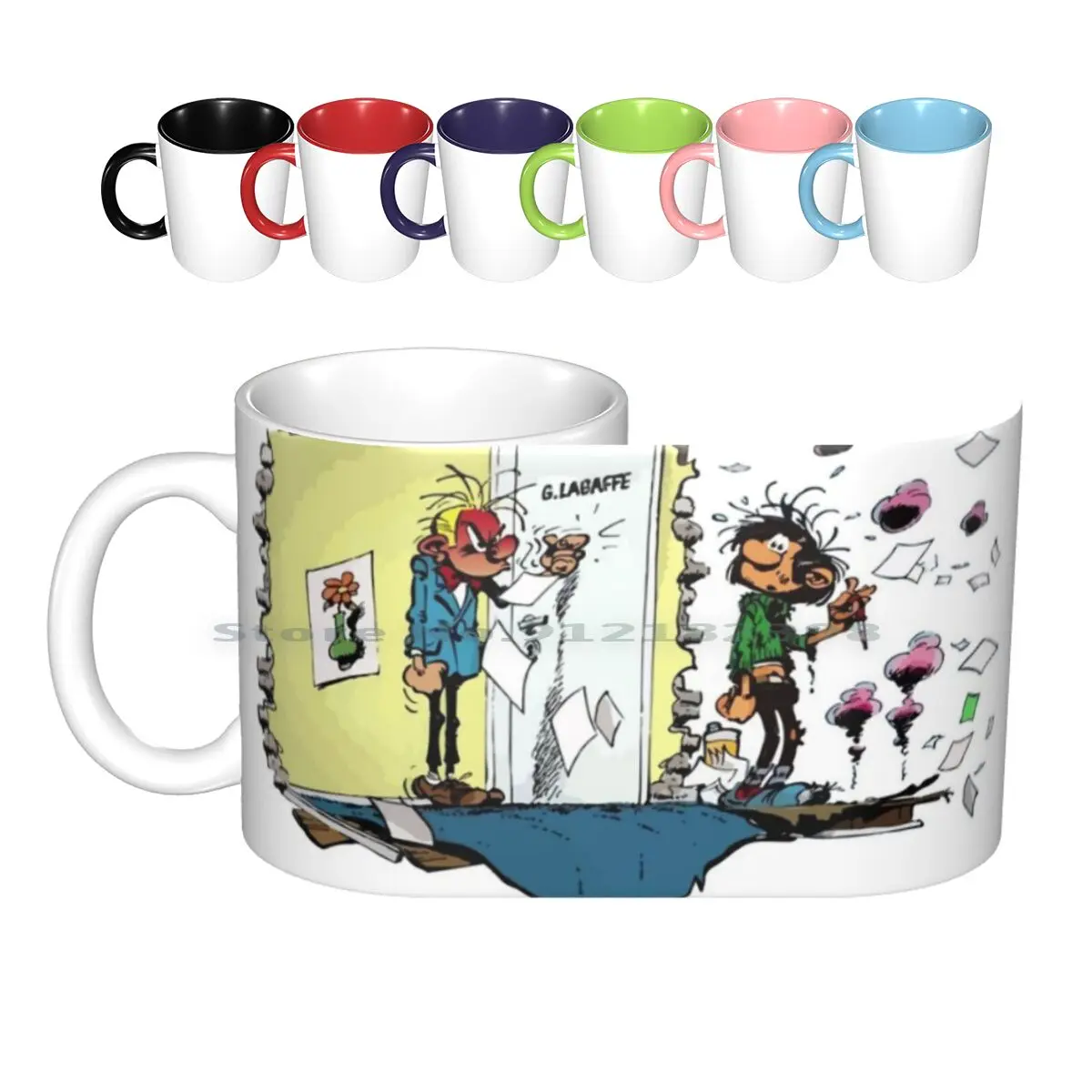 Gaston Lagaffe Explosion Ceramic Mugs Coffee Cups Milk Tea Mug Gaston Guus Lagaffe Flater Guust Veronica Magazine Gids Guide Tv