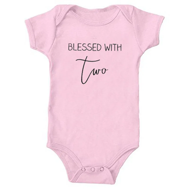 Cute Twin Clothes Prayed for One Blessed with Two Cotton Bodysuits Twins Boys Girls Rompers Newborn Playsuit Casual Jumpsuit