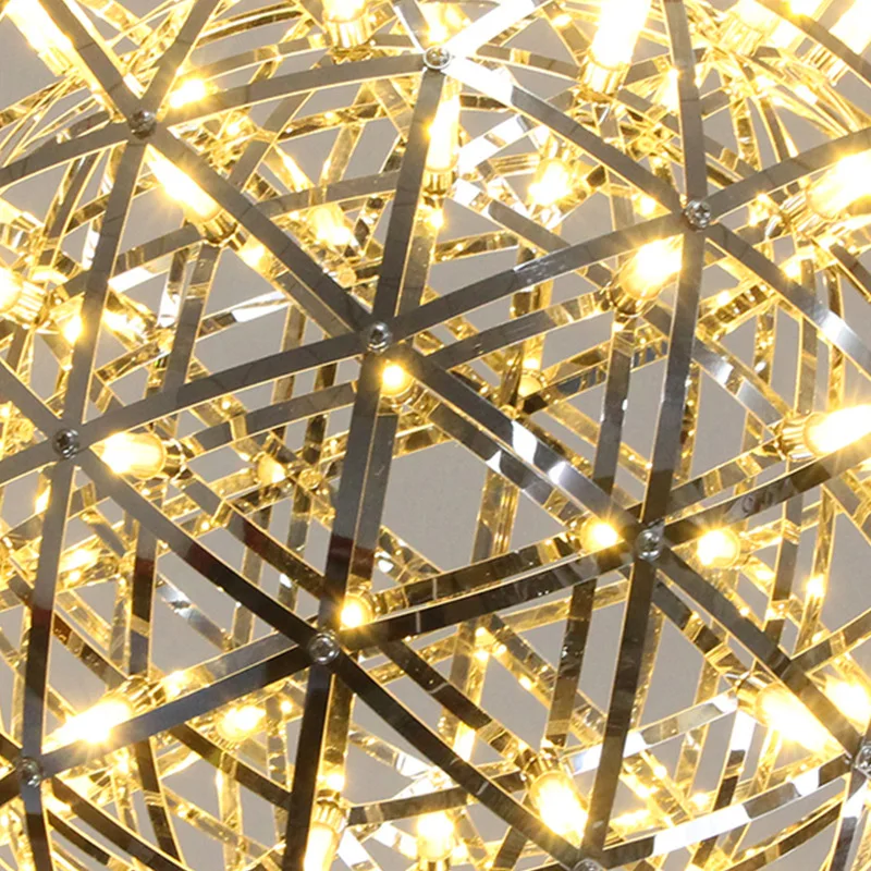 Creative sphere spark ball led chandelier starry bar stainless steel engineering atrium staircase shopping mall pendant lamp