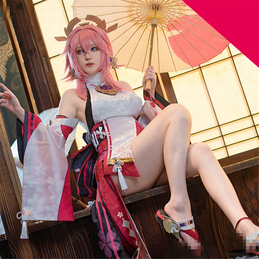 AGCOS Presale!! Genshin Impact Yae Miko Cosplay Costume Christmas Outfits Miss Fox Cosplay Costumes Dress