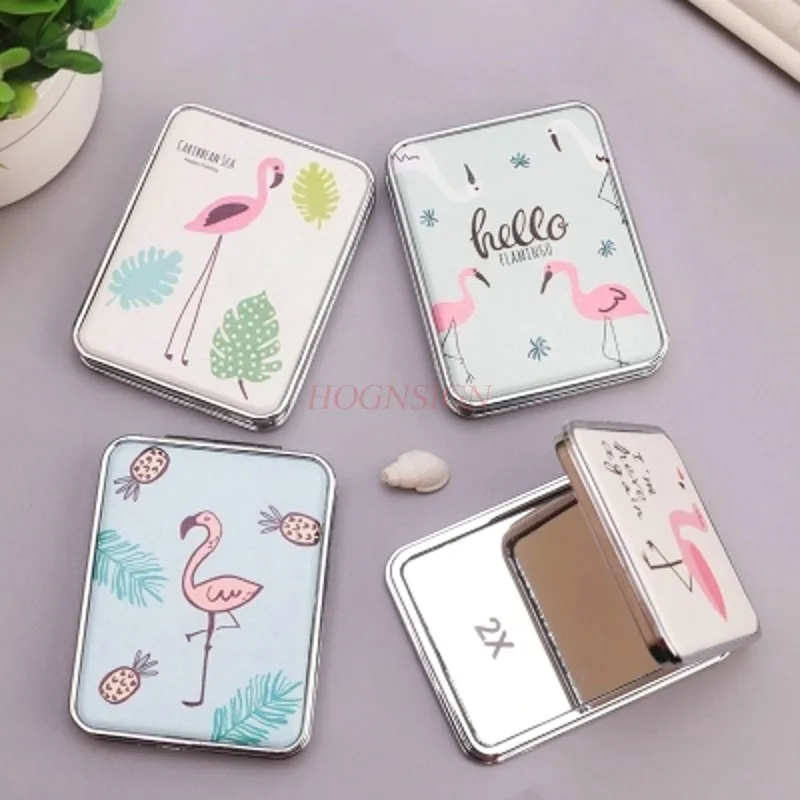 Small Mirror Cartoon Leather Mirror Cute Folding Double-sided Small Round Mirror Ladies Carry-on Makeup Mirror Sale