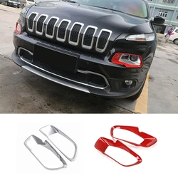 Sansour Exterior ABS Front Headlight Lamp Eyebrow Decoration Cover Trim Stickers For Jeep Cherokee 2015 2016 2017 2018