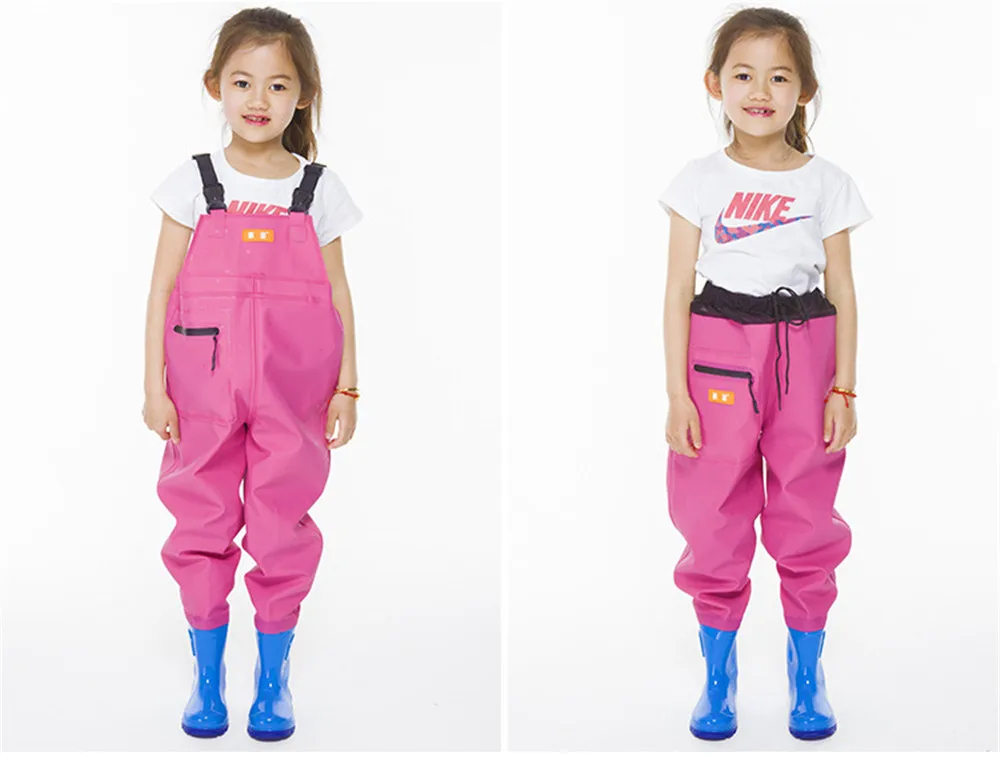 

Fly Fishing Waders Kids Jumpsuit Waterproof Wading Pants With Rain Boots Garden Beach Fishing Hunting girls boy Wader Trousers