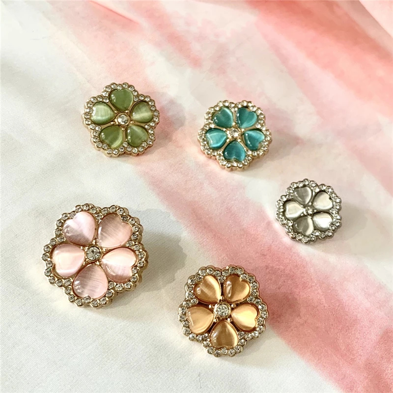 5pcs Super Beautiful Flower Shaped Rhinestone Buttons for Shirt Decorative Buttons for Women's Clothing Handmade Sewing Buttons