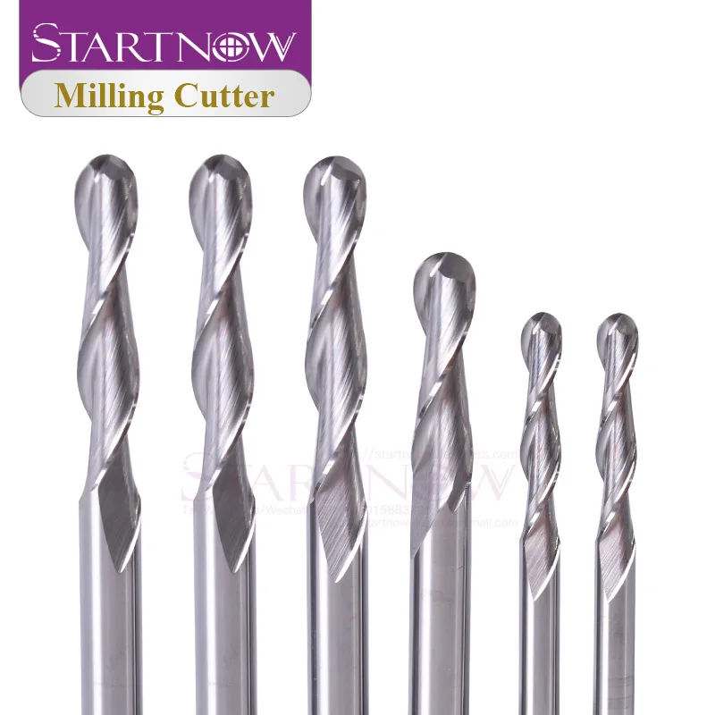 Startnow 10PCS Ball Nose Engraving Bits For Wood Tungsten Carbide Milling Bit Router CNC Tool Two Flutes Spiral End Mill Cutters