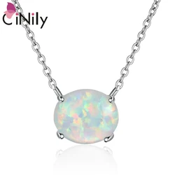 CiNily Natural Stone Pendant Delicate White & Blue Fire Opal Pendants Silver Plated Women Jewelry Pendant Necklace OL73-75