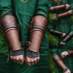 Medieval Larp Knight Arm Cuff Bracer Buckle Strap Armor Wrist Band Archer Gauntlet Costume Accessory Gear Leather Sheath For Men